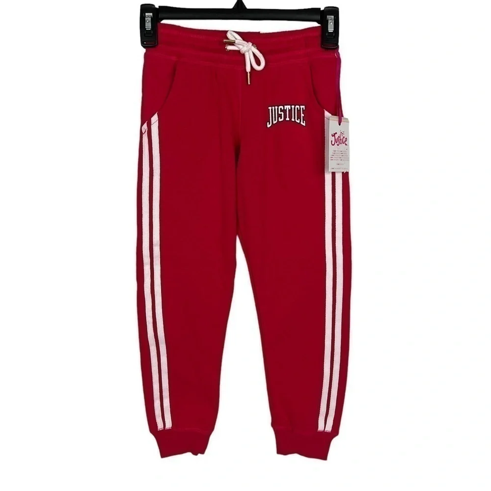 NWT JUSTICE Girl’s Side Taped Jogger Sweatpants Sz Small (7/8) Multi Color
